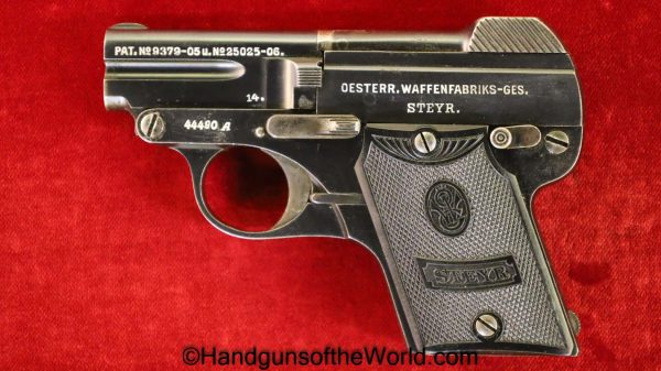 Steyr, 1909, 6.35mm, WWI Era, WWI, WW1, 1914, Austrian, Austria, Handgun, Pistol, C&R, Collectible, VP, Vest Pocket, 6.35, 25, .25, acp, auto, Hand gun