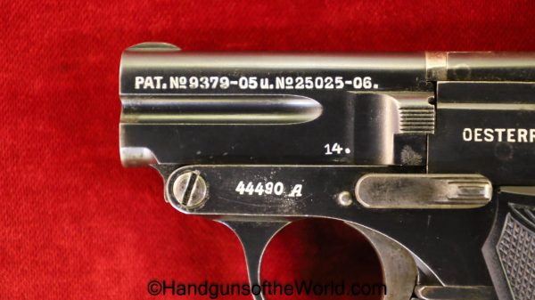 Steyr, 1909, 6.35mm, WWI Era, WWI, WW1, 1914, Austrian, Austria, Handgun, Pistol, C&R, Collectible, VP, Vest Pocket, 6.35, 25, .25, acp, auto, Hand gun