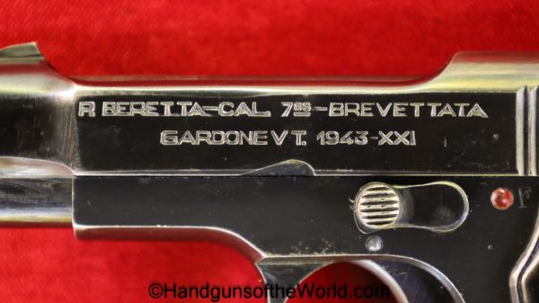 Beretta, 1935, 7.65mm, Italian, Dated, 1943, Matching Magazine, Matching Mag, Matching Clip, Italy, Handgun, Pistol, C&R, Collectible, WWII, WW2, 32, .32