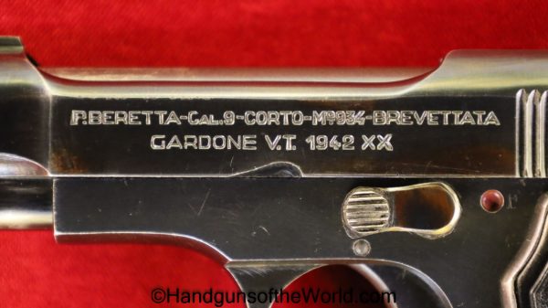 Beretta, 1934, .380, Italian, Military, 1942, Full Rig, Italy, WWII, WW2, with Holster, 380, acp, auto, Dated, Handgun, Pistol, C&R, Collectible, Holster