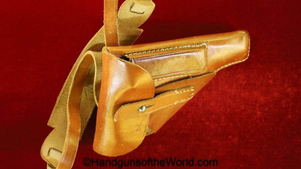 Walther, PP, Holster, Shoulder Pattern, WWII, Era, Brown, leather, breakaway, dual cut outs, shoulder straps, Prison Guard, Original, Collectible, WW2