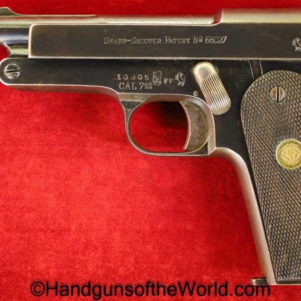 Hijos de Calixto Arrizabalaga, Sharp Shooter, 7.65mm, 7.65, 32, .32, acp, auto, Spain, Spanish, Handgun, Pistol, C&R, Collectible, Pocket, Hand gun