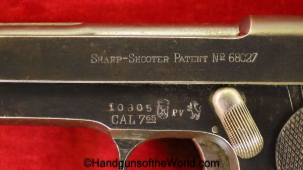 Hijos de Calixto Arrizabalaga, Sharp Shooter, 7.65mm, 7.65, 32, .32, acp, auto, Spain, Spanish, Handgun, Pistol, C&R, Collectible, Pocket, Hand gun