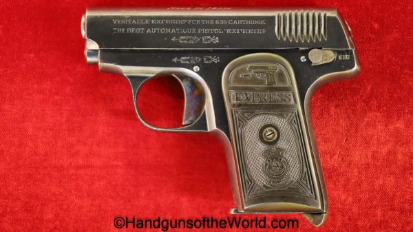 Gaspar Arizaga, Express, 6.35mm, 7 Shot, Spain, Spanish, Handgun, Pistol, C&R, Collectible, 6.35, 25, .25, acp, auto, 7-Shot, VP, Vest Pocket, Hand gun