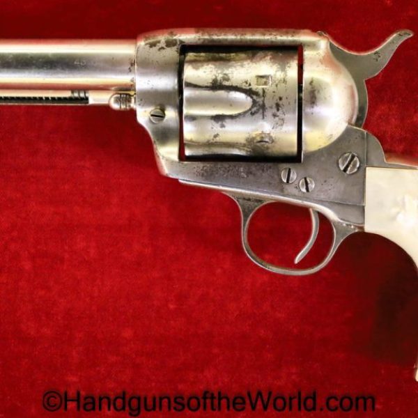 Colt, SAA, .45 Colt, 1912 Carved Steer Head Pearl Grips, 45, .45, LC, Long Colt, Single Action Army, Handgun, Revolver, C&R, Collectible, with Letter