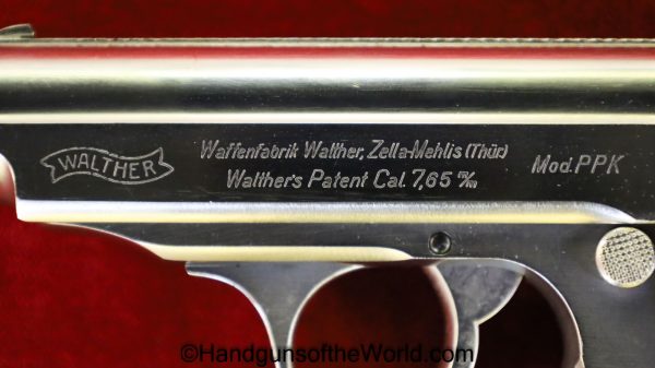 Walther, PPk, 7.65mm, Factory Chrome, Steel Frame, Chrome, German, Germany, Handgun, Pistol, C&R, Collectible, 7.65, 32, .32, acp, auto, Steel, Factory