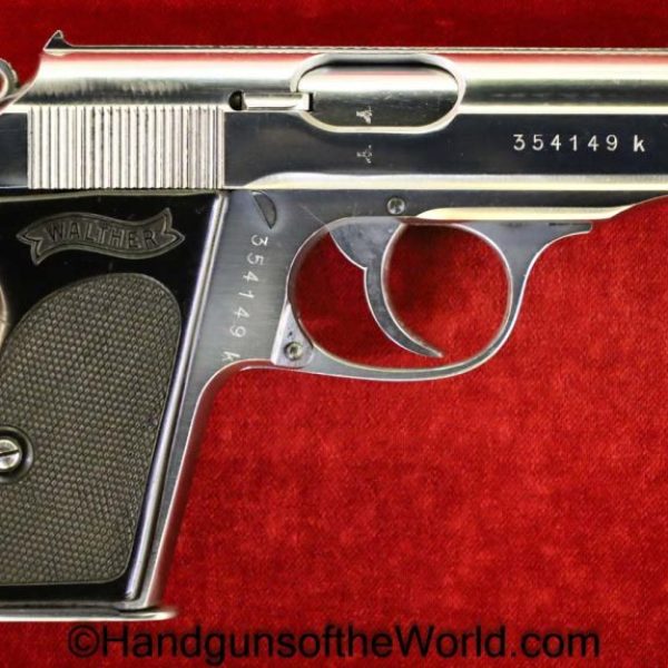 Walther, PPk, 7.65mm, Factory Chrome, Steel Frame, Chrome, German, Germany, Handgun, Pistol, C&R, Collectible, 7.65, 32, .32, acp, auto, Steel, Factory