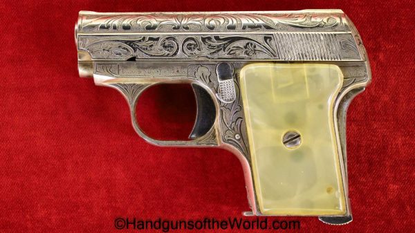 Astra, 200, Firecat, 6.35mm, Factory Engraved, Silver Finish, Spain, Spanish, Handgun, Pistol, C&R, Collectible, Engraved, VP, Vest Pocket, Silver, Finish