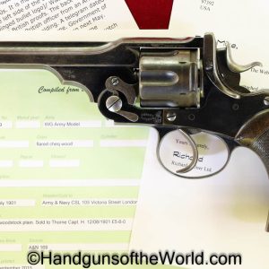 Webley, WG Army Model, .455, .476, Inscribed, with Provenance, Handgun, Revolver, C&R, Collectible, 1901, WG, Army, Model, 455, 476, Thorne, British, English