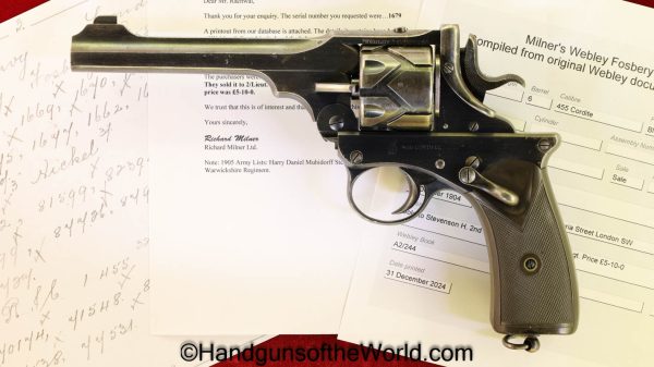 Webley, 1903, Fosbery, .455, with Provenance, Handgun, Revolver, C&R, Collectible, British, English, UK, 455, Hand gun, Model, Semi-Auto, Automatic, Semi