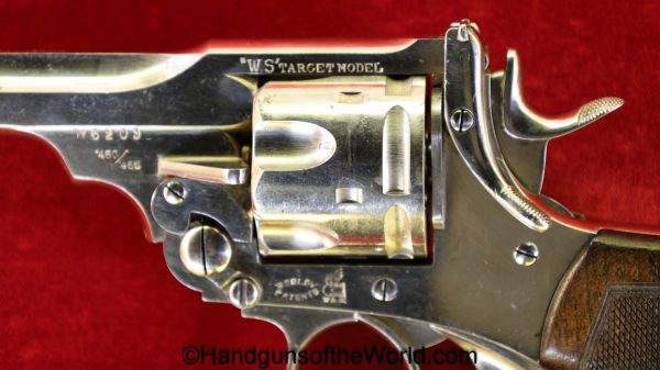 Webley, WS, Target Model, .450, .455, Inscribed, with Provenance, Handgun, Revolver, C&R, Collectible, British, English, Factory Nickel, Nickel, 455
