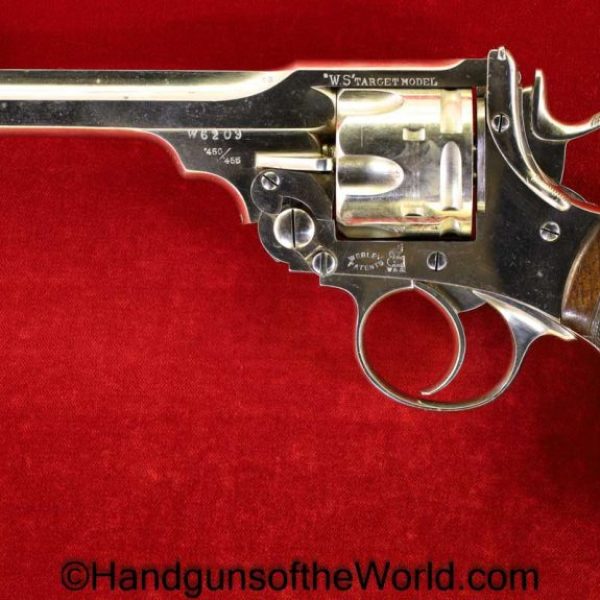 Webley, WS, Target Model, .450, .455, Inscribed, with Provenance, Handgun, Revolver, C&R, Collectible, British, English, Factory Nickel, Nickel, 455