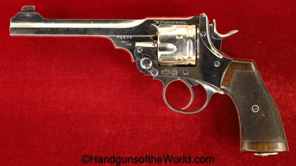 Webley, WS, Target Model, .450, .455, Inscribed, with Provenance, Handgun, Revolver, C&R, Collectible, British, English, Factory Nickel, Nickel, 455