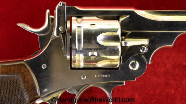 Webley, WS, Target Model, .450, .455, Inscribed, with Provenance, Handgun, Revolver, C&R, Collectible, British, English, Factory Nickel, Nickel, 455