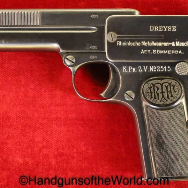 Dreyse, 1907, 7.65mm, Prussian Customs, K.Pr.Z.V. No 2515, Prussian Custom Administration, German, Germany, Handgun, Pistol, C&R, Collectible, 32, .32