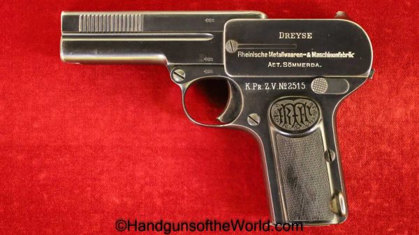 Dreyse, 1907, 7.65mm, Prussian Customs, K.Pr.Z.V. No 2515, Prussian Custom Administration, German, Germany, Handgun, Pistol, C&R, Collectible, 32, .32