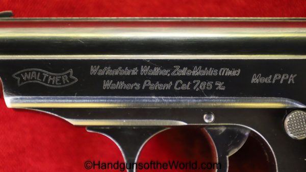 Walther, PPk, 7.65mm, WWII, Era, WW2, German, Germany, 1940, Handgun, Pistol, C&R, Collectible, Pocket, 32, .32, acp, auto, 7.65, Commercial, E/N, Eagle/N