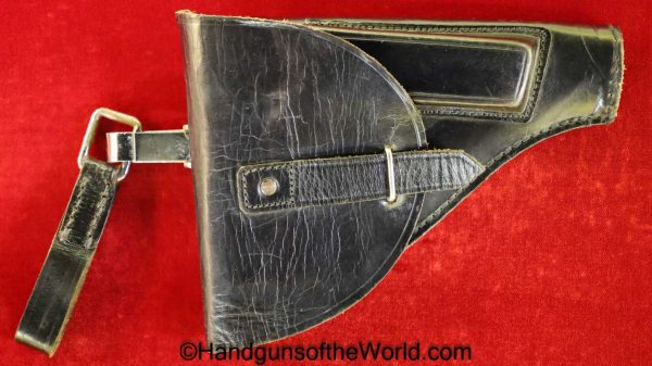 Beretta, 1934, 1935, Holster, Original, Collectible, Black, leather, chrome belt clip, Torino, Italy, Italian, Handgun, Pistol, Hand gun, Post War