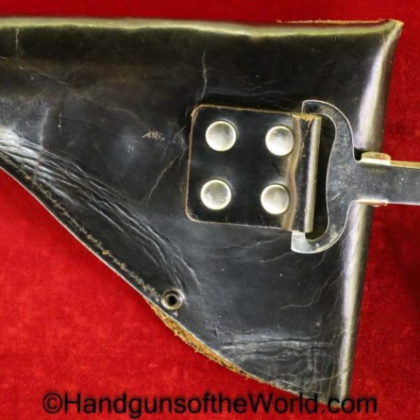 Beretta, 1934, 1935, Holster, Original, Collectible, Black, leather, chrome belt clip, Torino, Italy, Italian, Handgun, Pistol, Hand gun, Post War