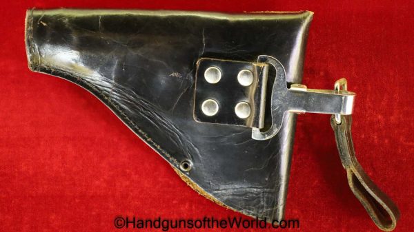 Beretta, 1934, 1935, Holster, Original, Collectible, Black, leather, chrome belt clip, Torino, Italy, Italian, Handgun, Pistol, Hand gun, Post War