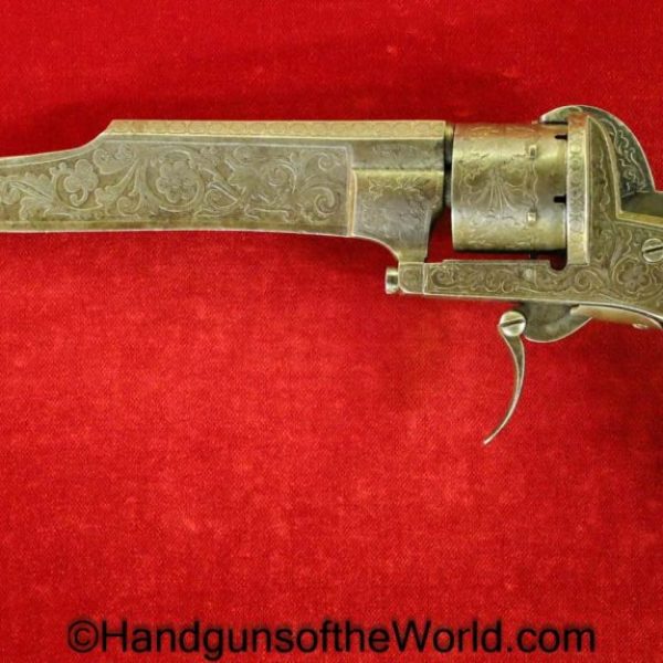 Dumonthier, Pinfire, Knife, Revolver, 7.5mm, Nicely Engraved, Engraved, Handgun, Antique, Non-FFL, Non FFL, Collectible, 7.5, Bayonet, Belgian, Belgium