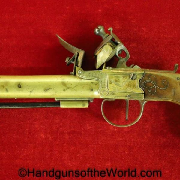 Flintlock, Single Shot, Belt, Pistol, .50, 50, with a Cannon Barrel, Handgun, Antique, Non-FFL, Non FFL, Collectible, USA, Americana, America, American