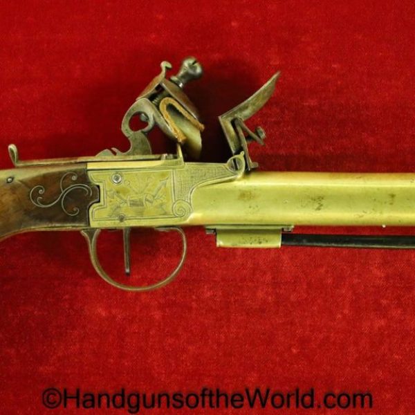 Flintlock, Single Shot, Belt, Pistol, .50, 50, with a Cannon Barrel, Handgun, Antique, Non-FFL, Non FFL, Collectible, USA, Americana, America, American