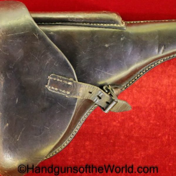 Luger, P.08, Holster, Dated, 1938, German, WWII, WW2, Germany, Original, Collectible, WLH Brand Heidelberg, Black, Leather, Handgun, Pistol, P-08, P 08, P08