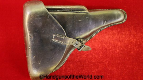 Luger, P.08, Holster, Dated, 1938, German, WWII, WW2, Germany, Original, Collectible, WLH Brand Heidelberg, Black, Leather, Handgun, Pistol, P-08, P 08, P08