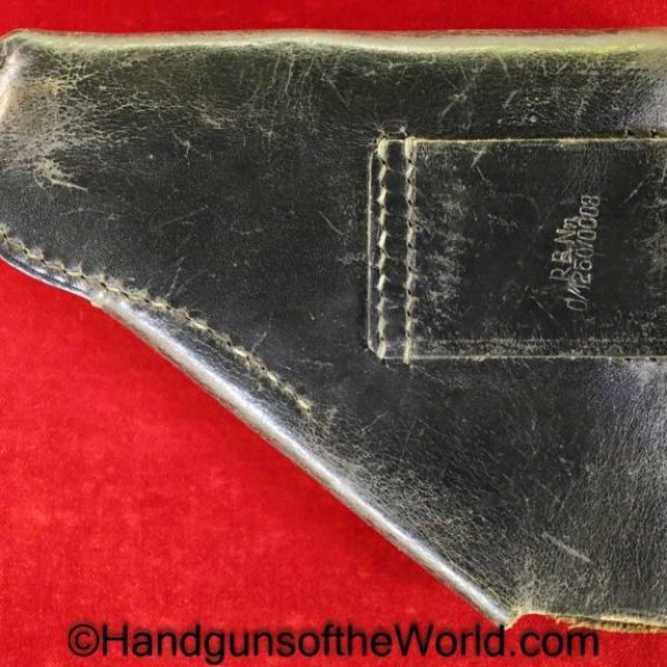 Mauser, HSc, Holster, Late War, German, Black, leather, breakaway, R.B.Nr 0/1250/0008, R.B.Nr, RBN, RB, Original, Collectible, WWII, WW2, Germany