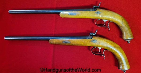 Percussion, Single Shot, Pistols, .44 Shot, Russian, Cossack, Pattern, Austria, Austrian, 44, .44, Shot, Pair, Brace, Handgun, Antique, Collectible, Non-FFL