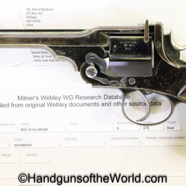 Webley, WG Army Model, .455, .476, .22 Conversion Tube, 22, .22, Conversion, Tube, WG, Army Model, Handgun, Revolver, C&R, Collectible, English, British