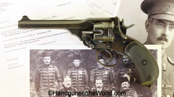 Webley, Mark IV, .455, .476, Boer War, Provenance, 455, 476, Handgun, Revolver, C&R, Collectible, 1900, Mark 4, English, British, 6", 6, Inch, Mk4, MkIV