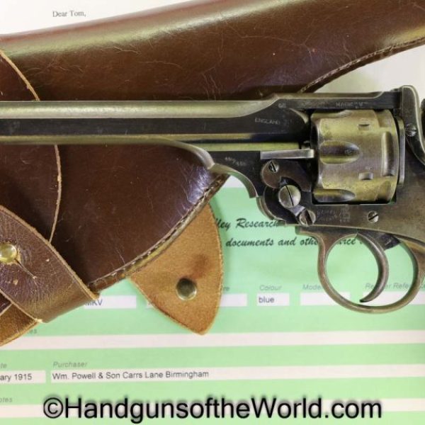 Webley, Mark V, Service Revolver, .45acp, Rare, 7 1/2", Barrel, Provenance, Holster, Handgun, Revolver, C&R, Collectible, British, English, 1915, 7.5"