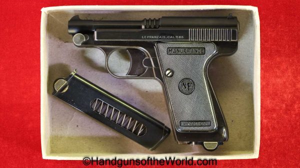 Manufrance, LeFrancais, 7.65mm, Mint, in Box, with Box, Handgun, Pistol, C&R, Collectible, France, French, Le Francais, Boxed, 7.65, 32, .32, acp, auto