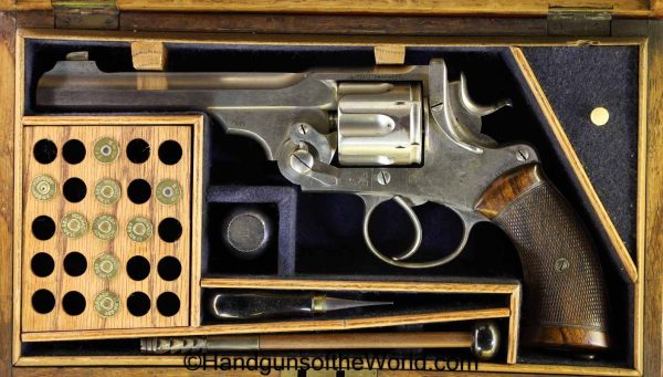 .455, Britain, British, C&R, Cased, england, english, general, Handgun, Nickel, Nickel Finish, Revolver, UK, United Kingdom, Webley, WG, with case