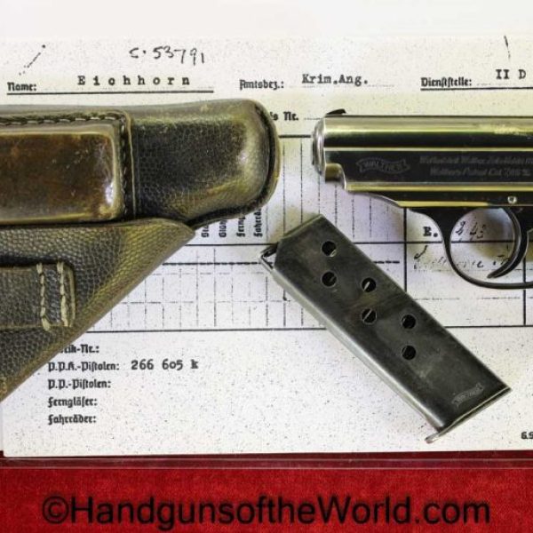 Walther, PPK, 7.65mm, 4th, SS Contract, Full Rig, with SS Record Card, Provenance, Handgun, Pistol, C&R, Collectible, German, Germany, WWII, WW2, Pocket, SS