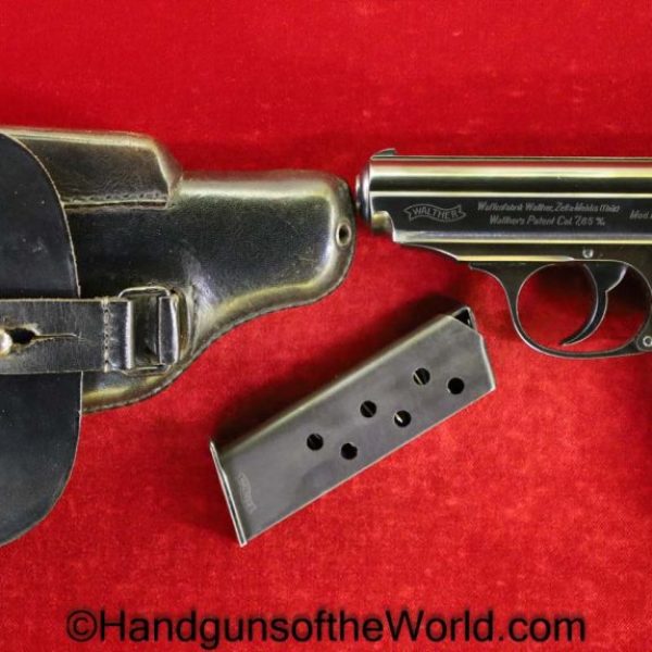 Walther, PPk, 7.65mm, 4th, SS Contract, 2 Matching Magazines, Theuermann Holster, Rig, Handgun, Pistol, C&R, Collectible, German, Germany, 2 Matching Mags