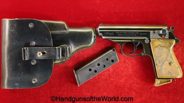 Walther, PPk, 7.65mm, 4th, SS Contract, 2 Matching Magazines, Theuermann Holster, Rig, Handgun, Pistol, C&R, Collectible, German, Germany, 2 Matching Mags