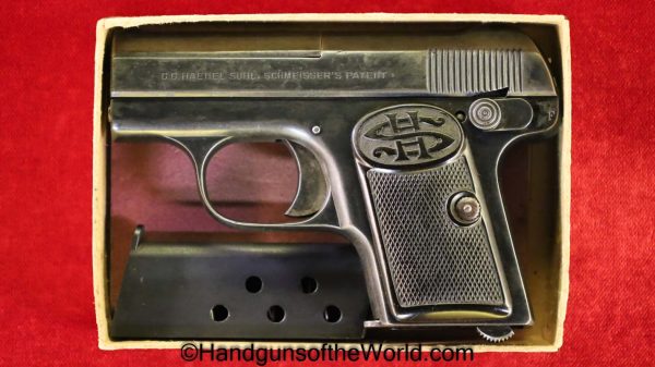 Haenel Schmeisser, Model 1, 6.35mm, with Box, Boxed, German, Germany, Handgun, Pistol, C&R, Collectible, Model I, Haenel, 6.35, 25, .25, acp, auto, Hand gun