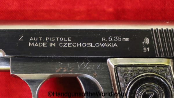 CZ, 6.35mm, Czech, Dated, 1951, Czechoslovakia, Handgun, Pistol, C&R, Collectible, VP, Vest Pocket, 6.35, 25, .25, acp, auto, Z, Hand gun