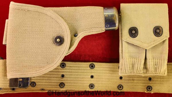 Colt, 1911, Holster, Mills, 1914, Experimental, with Belt Rig, Beige, Canvas, Original, Collectible, Handgun, Pistol, WWI, WW1, American, Americana, USA