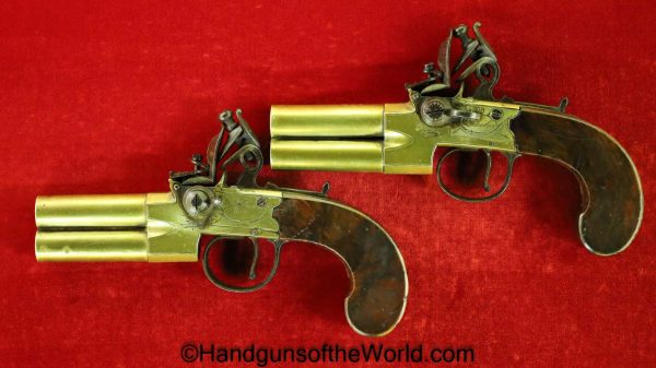 Wheeler, Flintlock, Over & Under, Double Barrel, Boot, Pistols, .44, Pair, 44, Handgun, Pistol, Antique, London, Non-FFL, Non FFL, English, British, O/U