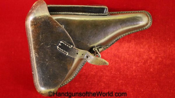 Luger, P.08, Holster, Dated, 1918, Black, leather, hard shell, Sattler Innung-Gopfert-Dresden, L.Z.St H.Dr, Original, Collectible, WWI, WW1, P08, German