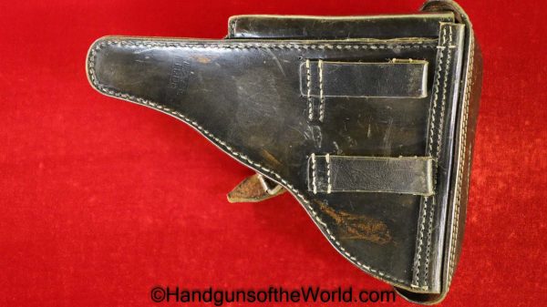 Luger, P.08, Holster, Dated, 1918, Black, leather, hard shell, Sattler Innung-Gopfert-Dresden, L.Z.St H.Dr, Original, Collectible, WWI, WW1, P08, German