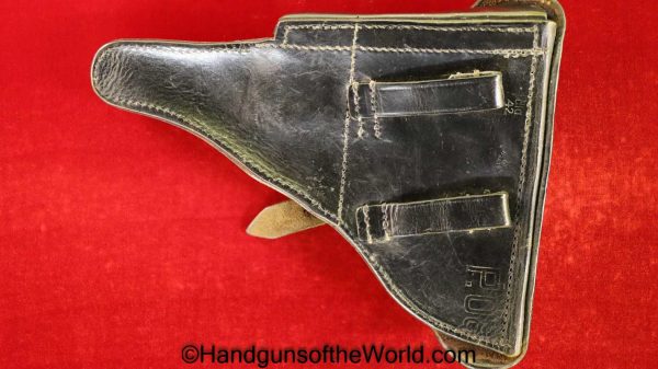 Luger, P.08, Holster, Dated, 1942, German, WWII, WW2, Black, leather, hard shell, dla42, WaA195, 42, dla, dla 42, Original, Collectible, Germany, P08, P 08