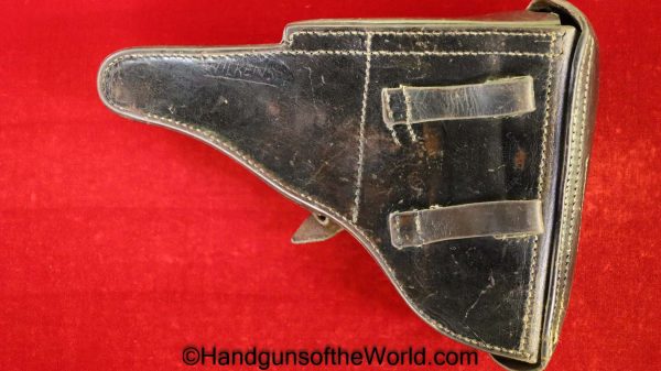 Luger, P.08, Holster, Dated, 1938, Naval, Black, Leather, hard shell, Curt Vogel, WaA100, Navy, Kriegsmarine, Eagle M, Eagle/M, E/M, Original, Collectible