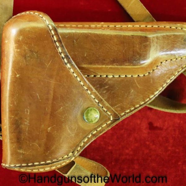Nambu, Type 94, Holster, With Shoulder Straps, Brown, leather, Original, Collectible, Japan, Japanese, WWII, WW2, Type, 94, Handgun, Pistol, Hand gun