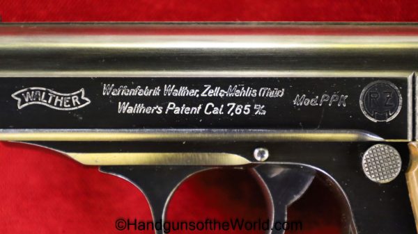 Walther, PPk, 7.65mm, RZM Slide Logo, RZM, German, Germany, Handgun, Pistol, C&R, Collectible, Pocket, 7.65, 32, .32, acp, auto, Slide, Restored