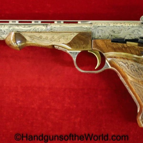 FN, Browning, Medalist, Renaissance, .22lr, Mint, in Case, Cased, Factory, Factory Engraved, Engraved, Handgun, Pistol, Collectible, Rare, Belgian, Belgium